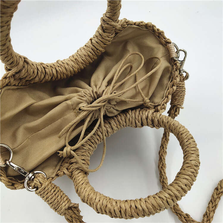 Handmade Beach Bag Straight Small Fresh Handmade Popular New Women's Bag, Hand-Held Crossbody Straw Woven Bag Kq2