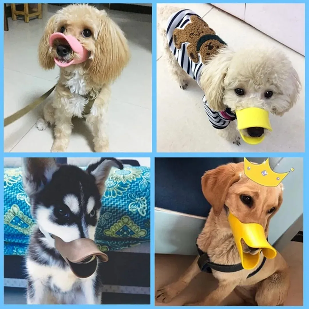 Dog Silicone Duck Muzzle For Pet Anti Bite Stop Barking Small Large Dog Mask Pet Accessories Safe Adjustable Mouthpiece