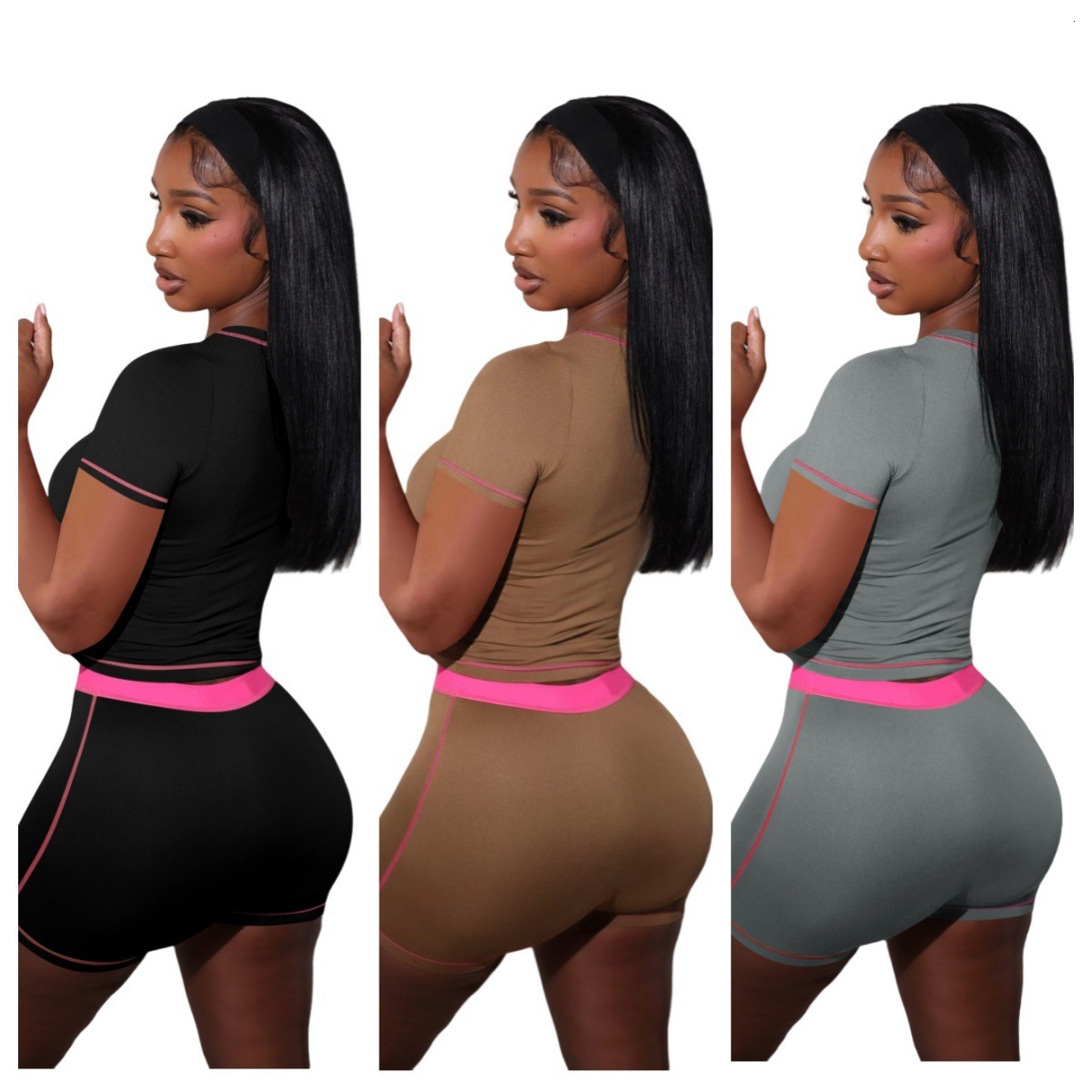 Womens Tracksuits Two Pieces Ser 2025 New Fashion And Casual Thread Contrast Sportwear 3 Colors