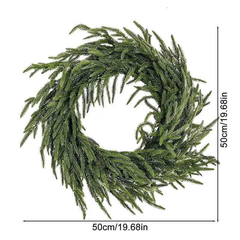 Christmas Artificial Pine Wreath Greenery Norfolk Garland Faux Green Pine Picks Wreath for Front Door Outside Hanging ornamentsM251115