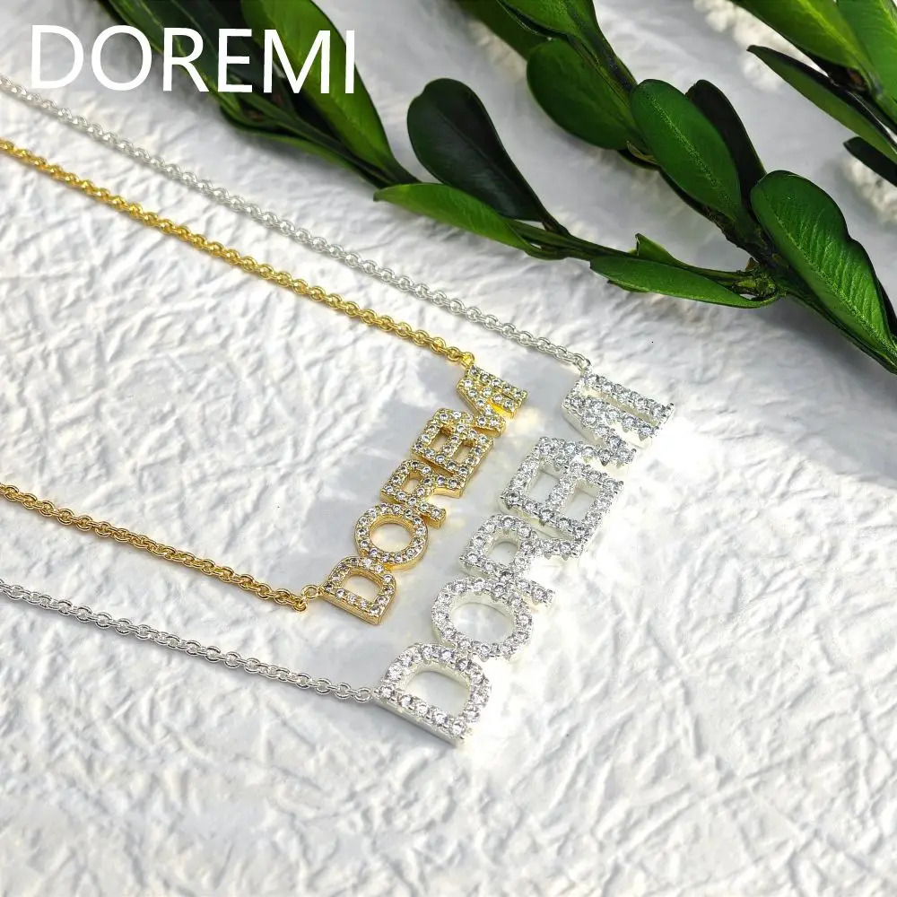 DOREMI 6mm/9mm Letters Name Crystal Necklace Initial Name Necklaces Personalized Dainty Custom Necklace Nameplate Chains 251110