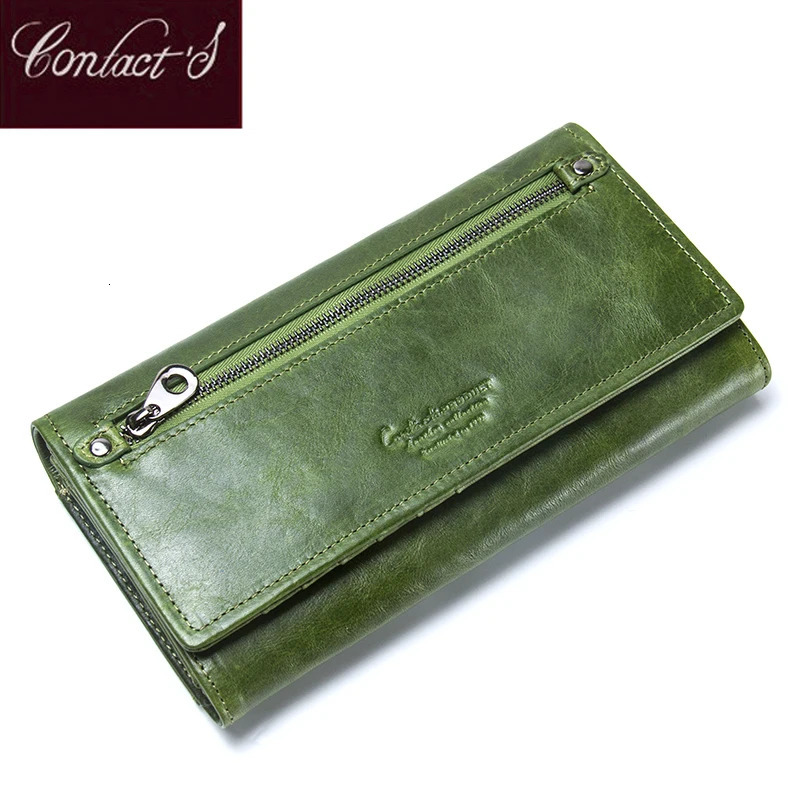 Contacts Genuine Leather Women Wallets Female Long Clutch Po Holder Wallet Large Capacity Wallet with Money Bag 250410