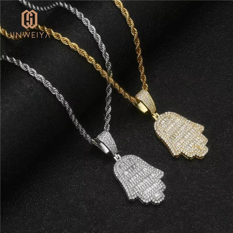 JWY Jewelry 18K Real Gold Plating Necklace Hip Hop Style Female Fashion Pendant Charm Palm Design