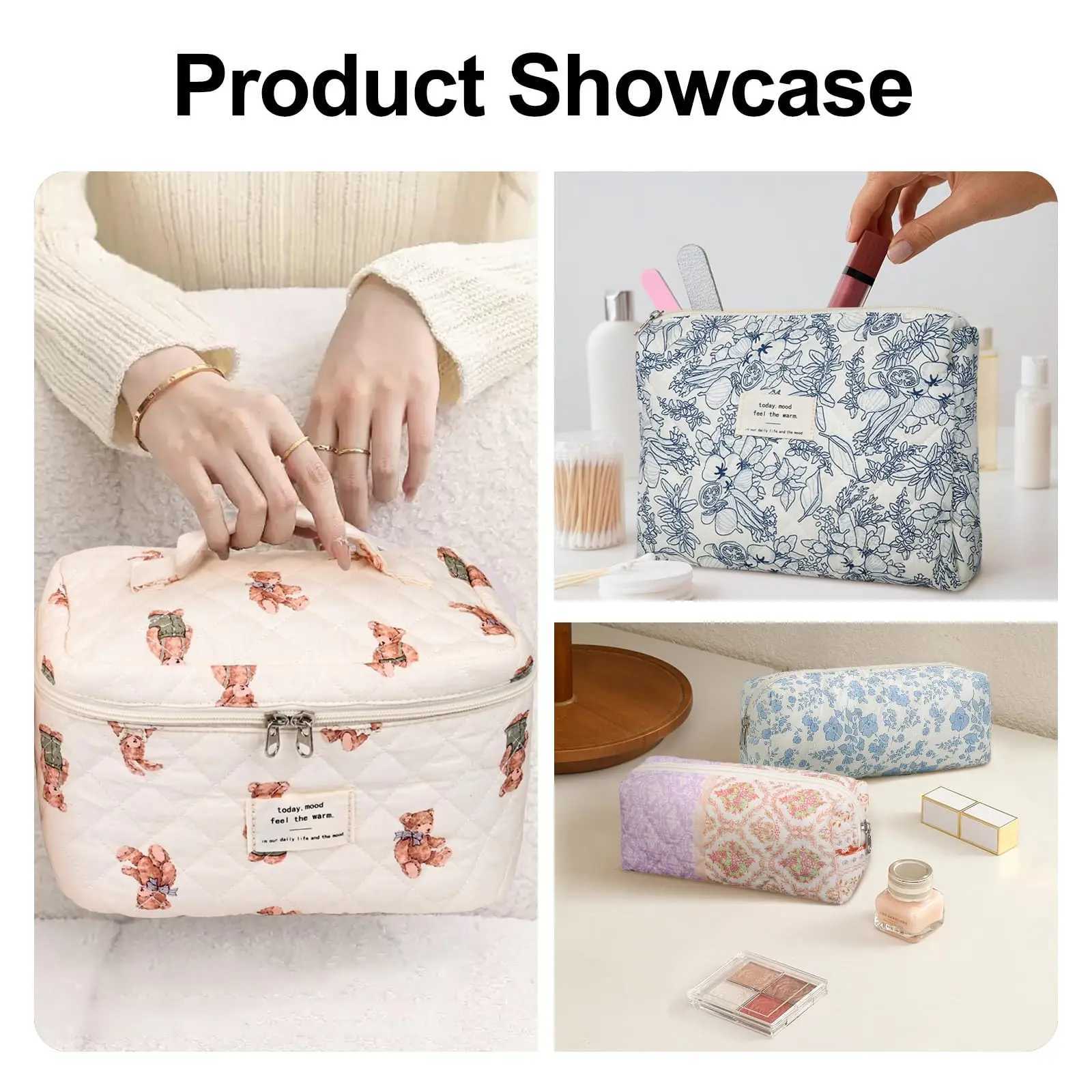 Fi Retro Flower Womens Makeup Bag Cott Handbag Portable Womens Cosmetics Storage Handbag Travel Organizer Zipper Quilt Cover BagXJ250415