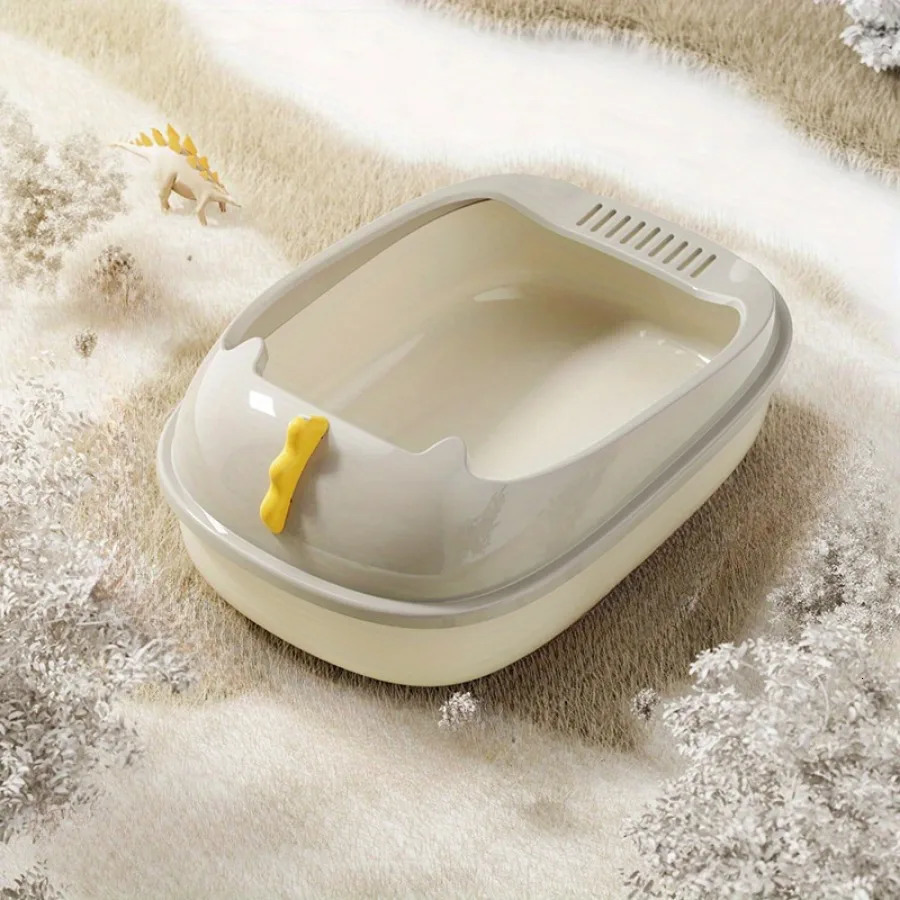 1pc Indoor Cat Litter Box Semi Closed Pet Poop Box Detachable Washable Cat Litter Box Cat Litter Box Pet Cleaning Supplies 250414