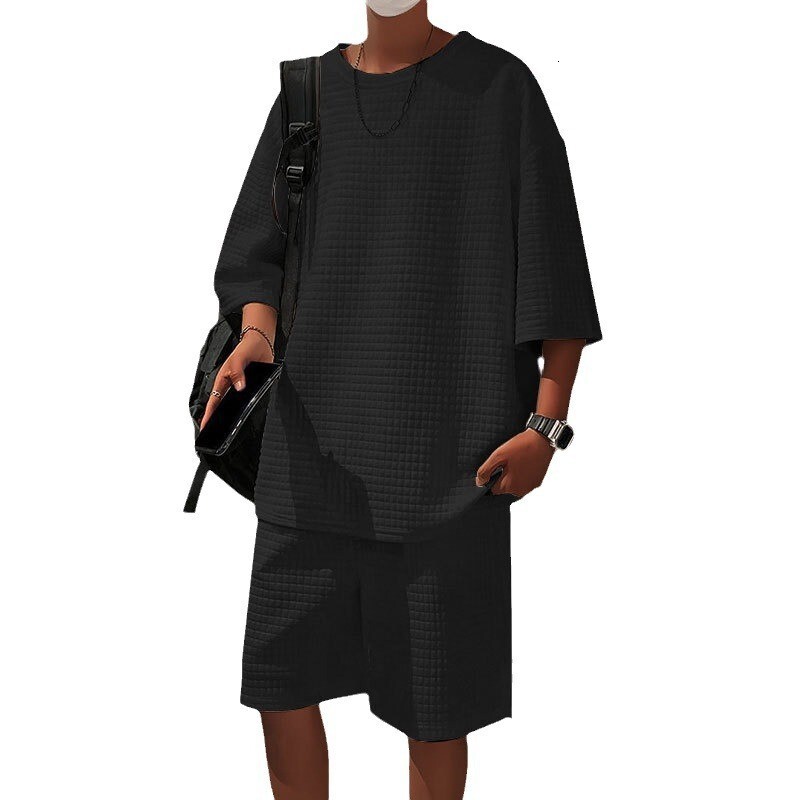 2025 Small Square Sports and Leisure Men's Summer Oversize Loose Short sleeved Shorts Set