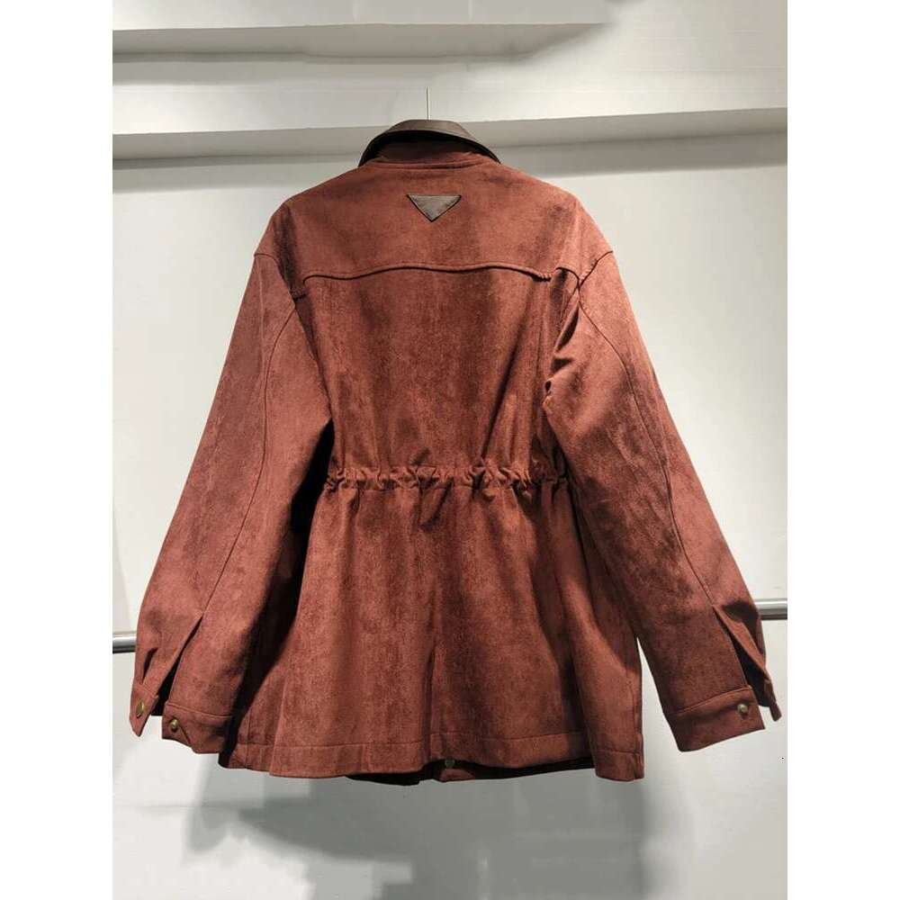 Designer Clothes DEAT Trendy Women's Elastic Waist Design Loose Coat 2024 Autumn Vintage Fashion Lapel Long Sleeve Zipper Jacket Female 33A1908