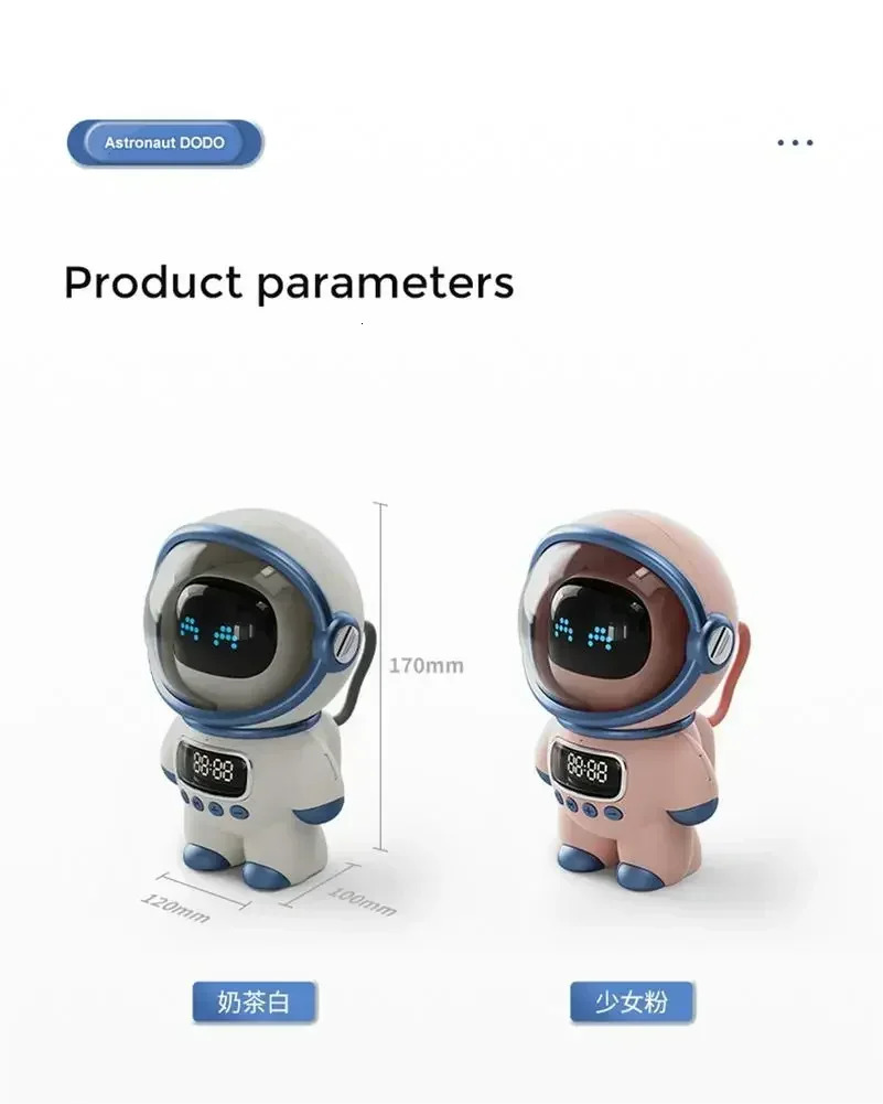 Smart astronaut portable stereo interactive audio Bluetooth compatible speaker mini speaker with alarm clock creative gift 250414