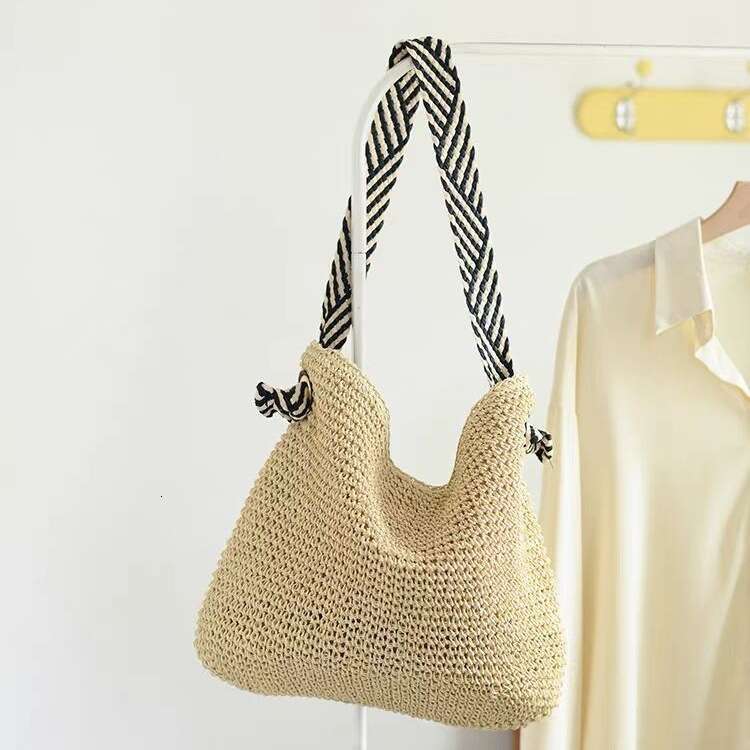 Handmade Beach Bag Han Feng Ins Grass 2024 New Handmade Underarm Versatile Navy Blue With Handheld Woven Bag Kq2