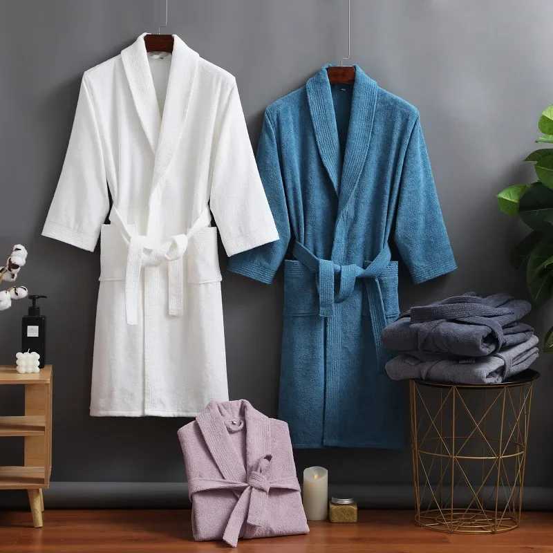 100 Cotton Terry Towel Bathrobe Robe Man And Women Kimono Dressing Gown Sleepwear Water Uptake Hotel Swimming Robe C251115