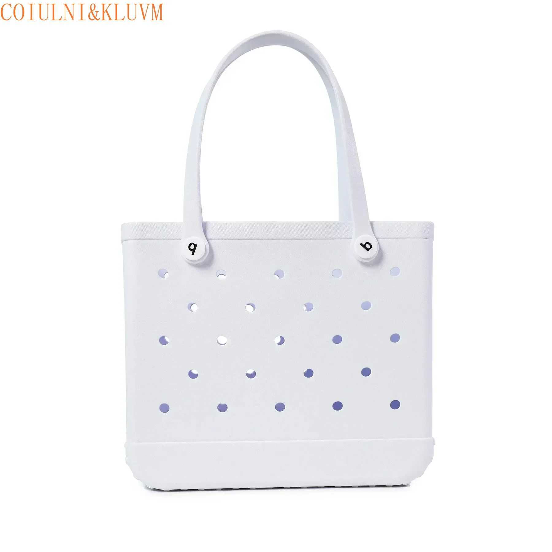 (COIULNI KLUVM) EVA bathroom basket waterproof washable pointed handbag suitable for beach swimming pool sports lightweight and durable rubber bag W25