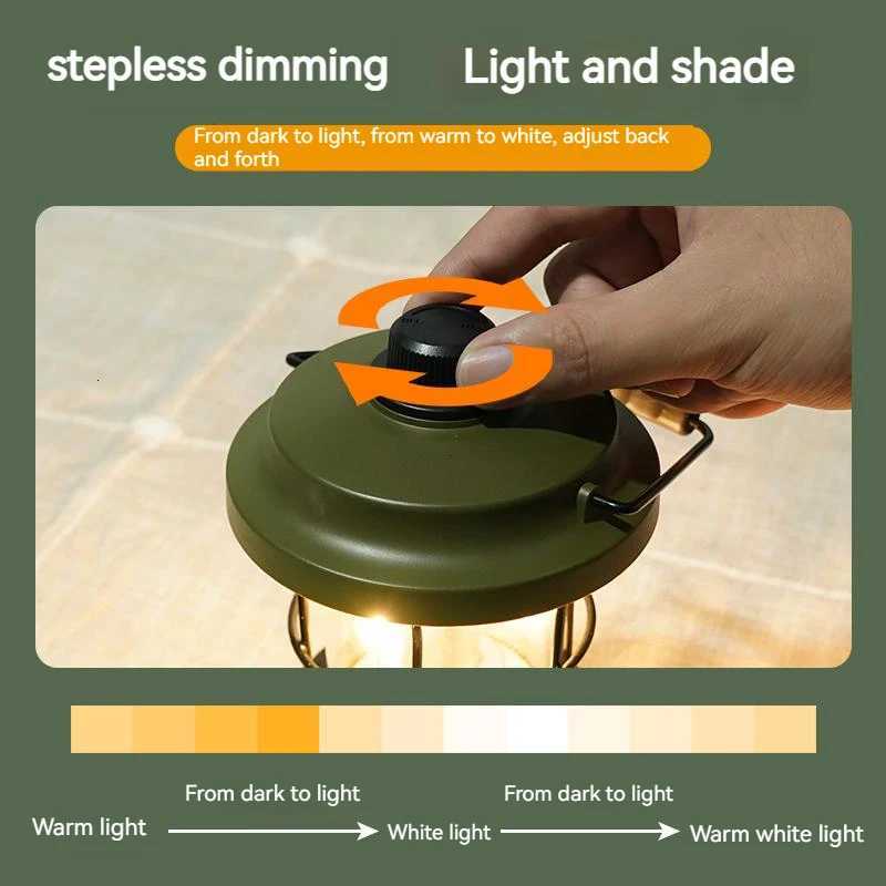 Retro Lamp Portable Camping Lantern USB Recharge Camping Tent Travel Light Vintage Outdoor Lighting Camping Equipment Flashlight M251115