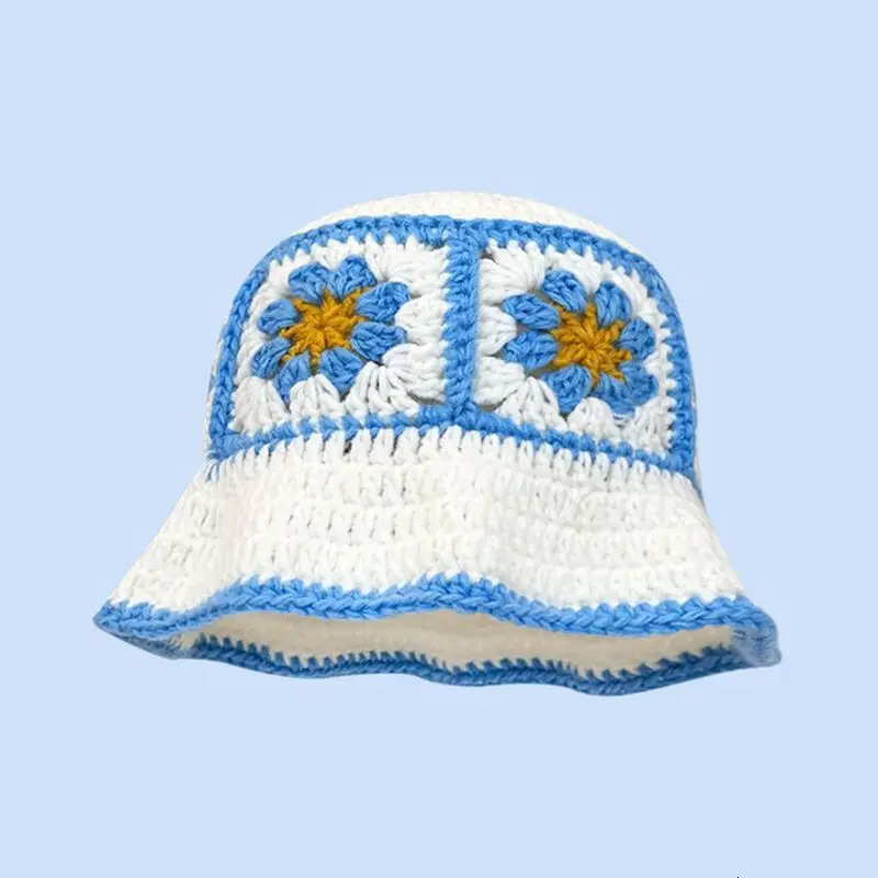 autumn crochet Korean handmade bucket hat for women woven knitted hat 250409