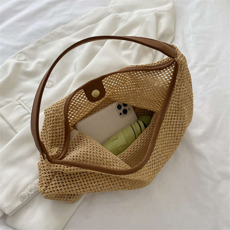 Handmade Beach Bag Summer Fashion Women's Handheld Fashionable Western Style Shoulder Small Seaside Travel Beach Grass Woven Bag Kq2