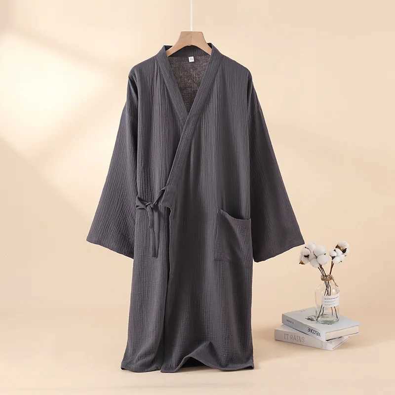 Kimono Robes for Mens and Womens Sleepwear Cotton Yarn Bathrobe Tied Cardigan Thin Home Clothes Couples Robes C251115
