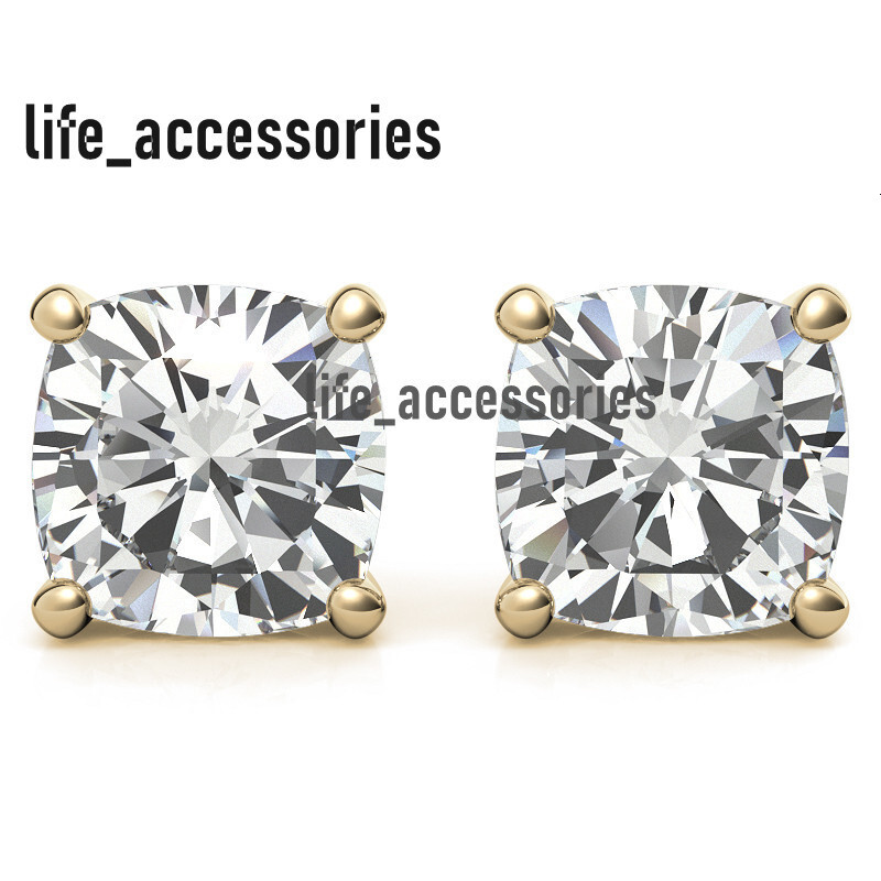 925 Sterling Silver VVS Cushion Diamond Stud Earring Certified Moissanite Earrings Men