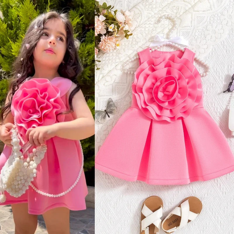 Summer Baby Girls Elegant Sleeveless A-line Dress Style Kids Fashion Princess Dress Toddler Birthday Party Clothes 250415