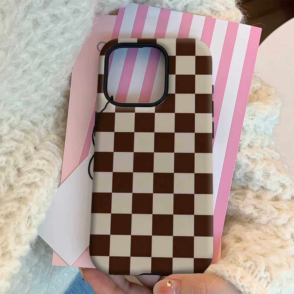 Brown and Beige Checkerboard IPhone17 Must-Haves Phone Case for IPhone 17 16 15 14 13 12 11 Pro Max Plus Double-layer Back Cover H251115