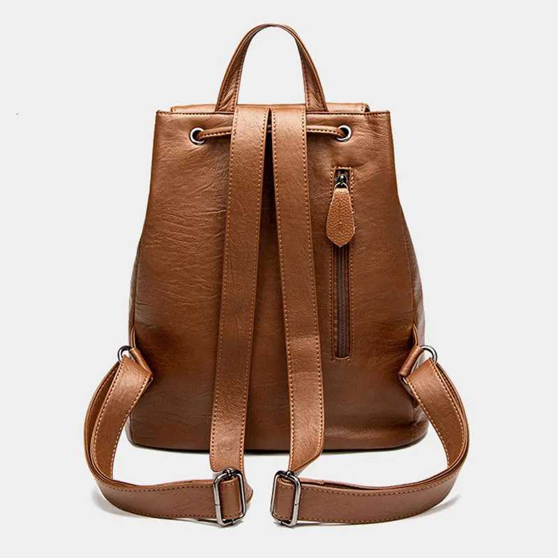 Fashion Women Backpack High Quality PU Leather Travel Backpacks for Girls School Bag Luxury Drawstring Waterproof Womens BagW251114
