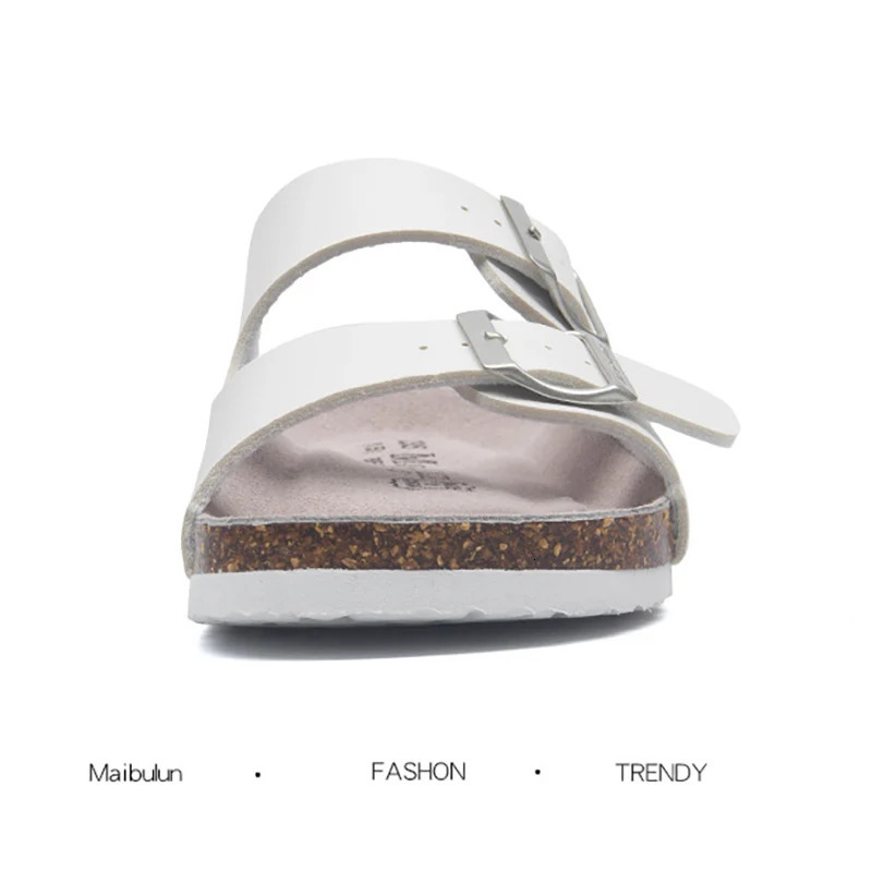 Summer Women Men Cork Mules Slippers Cartoon Print Beach Slippers Classic Cork Footbed Women Sandals With Adjustable Buckle 250411