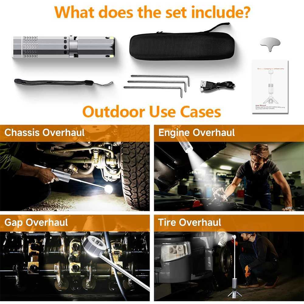 Upgraded Camping Light 15600mAh Rechargeable Telescopic Camping Lantern Flashlight Base Waterproof Emergency Travel M251115