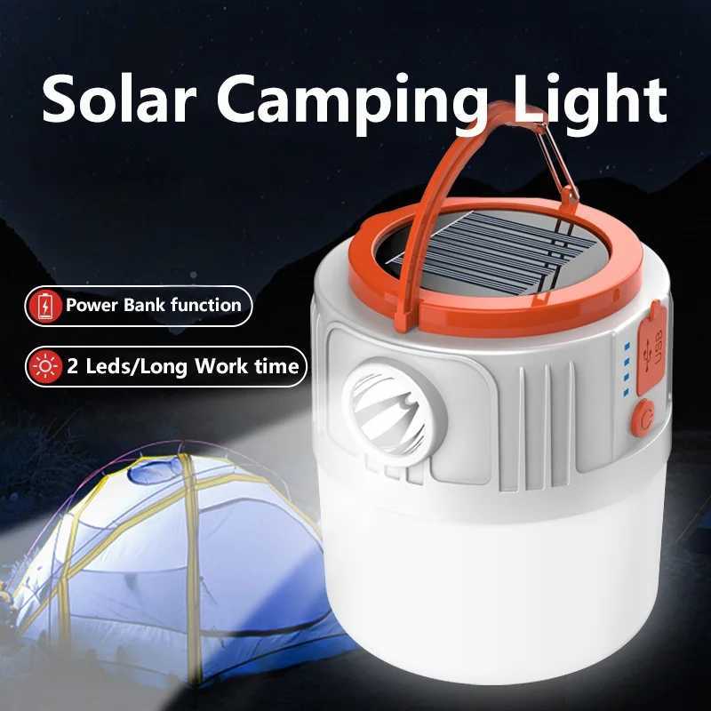 Solar Camping Light Portable Power Bank LED 6 Gears Rechargeable Remote Flashlight Outdoor BBQ Tents Hanging Emergency Lantern M251115