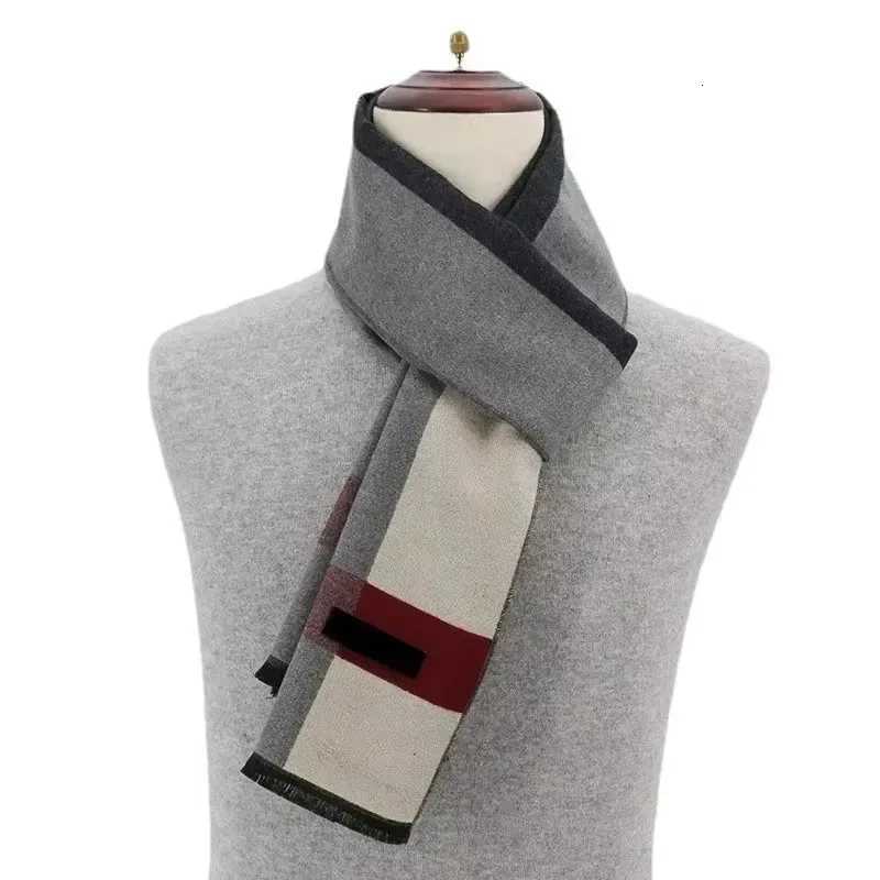 Luxury 2024 Luxury Brand Winter Plaid Cashmere Scarf for Men Warm Neck Scarfs Male Business Scarves Long Mens Pashmina Shawl Y251115