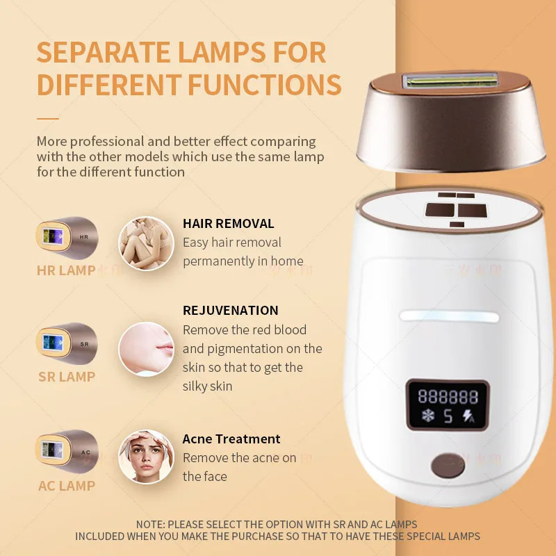 Vancostar cordless laser hair removal rechargeable 4-in-1 replaceable lamp cooling permanent painless bikini trimmer IPL peeler 250410