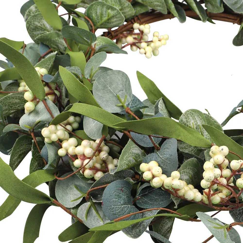 45cm Easter Holiday Garden Decoration Rattan Wreath Simulation Eucalyptus Leaf Rattan Door Head PendantM251115