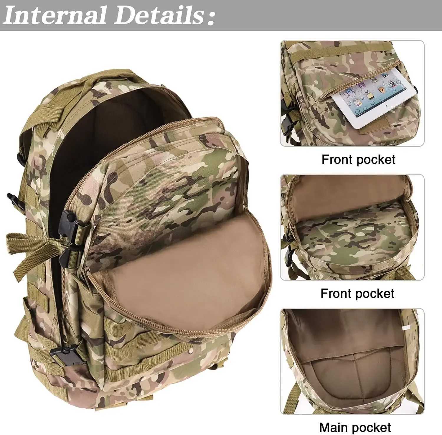 50L 3D Outdoors Tactical Backpack Molle Assault Bag Waterproof Hunting Climbing Hiking Fishing Trekking Travel Mochila RucksackW251114