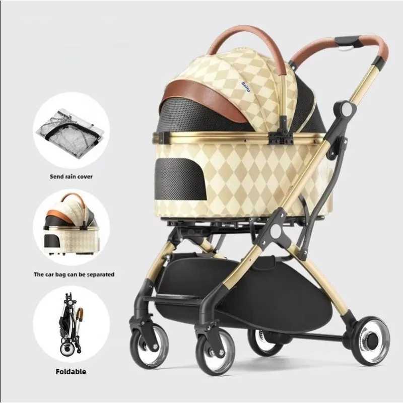 Foldable lightweight pet travel cart with aluminum tube pull rod pet cart foldable pet cart X250415
