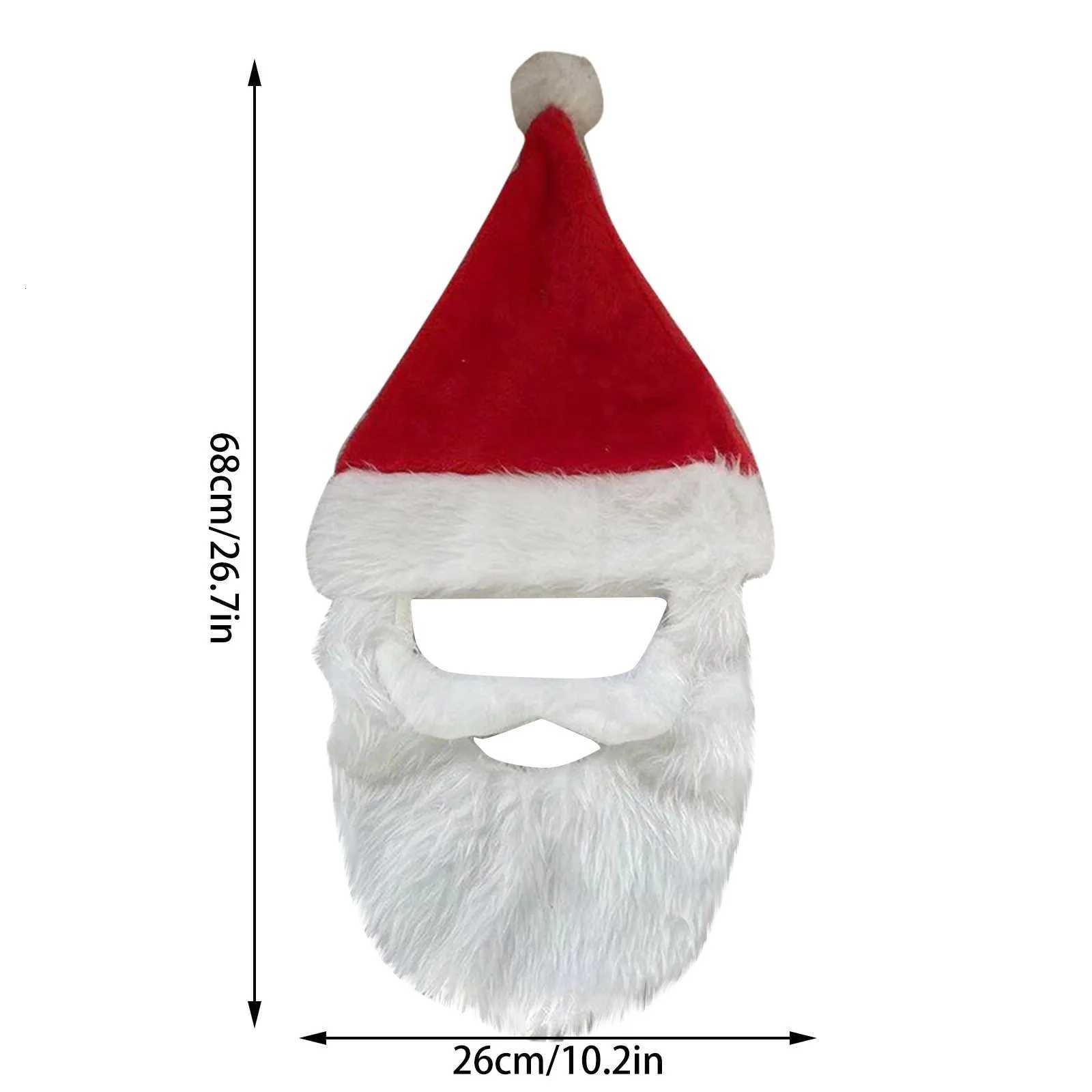 Velour Santa Hat With Plush Beard Christmas Accessory Play Christmas Atmosphere Decoration Cute Decoration Christmas Mask Y251115