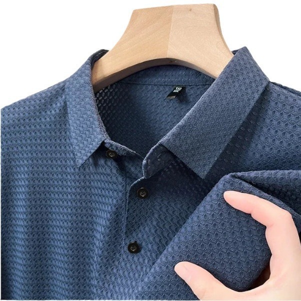 Summer Speed Sale High end New Quick drying Mens Ice Silk Shirt Collar Polo Shirt