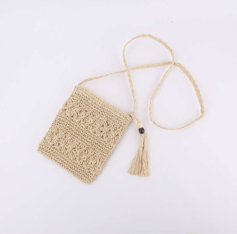 Handmade Beach Bag New Minimalist Hollow Tassel Crossbody Grass Handmade Woven Bag, Summer Vacation Beach Bag Kq2