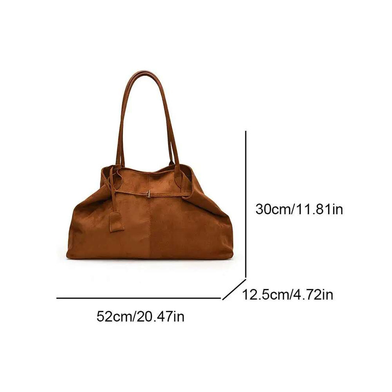 Women Suede Tote Solid Color Handbag Large Capacity Underarm Satchel Bag For Work Travel Shopping