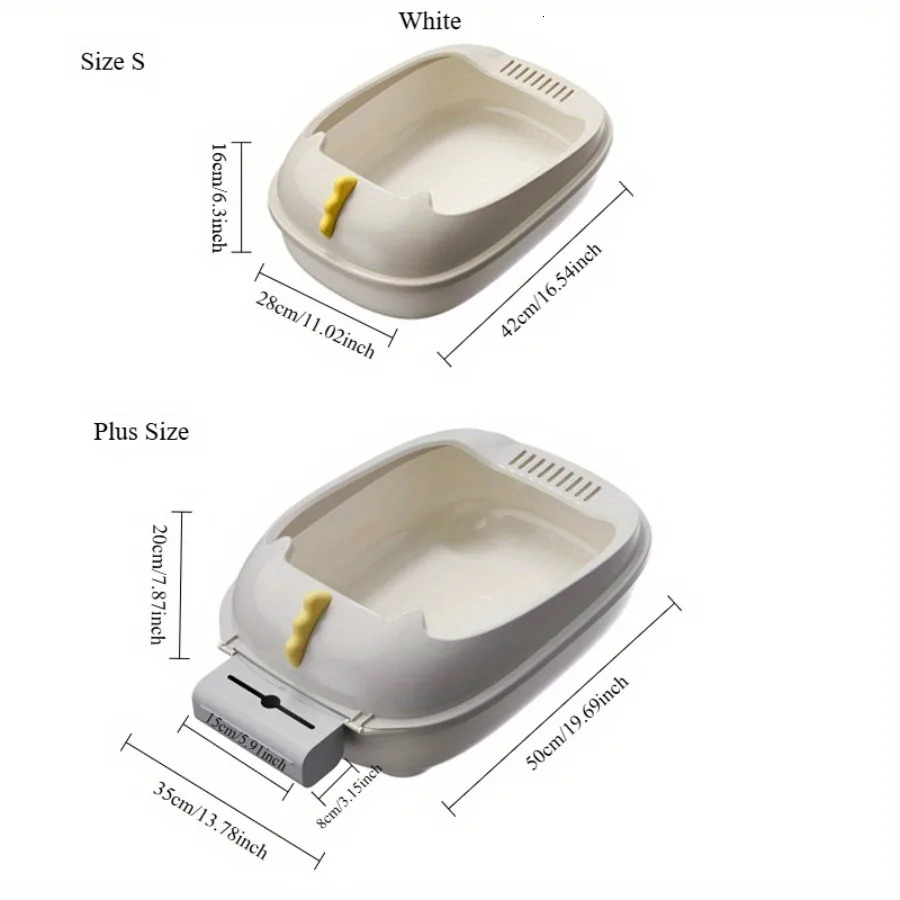 1pc Indoor Cat Litter Box Semi Closed Pet Poop Box Detachable Washable Cat Litter Box Cat Litter Box Pet Cleaning Supplies 250414