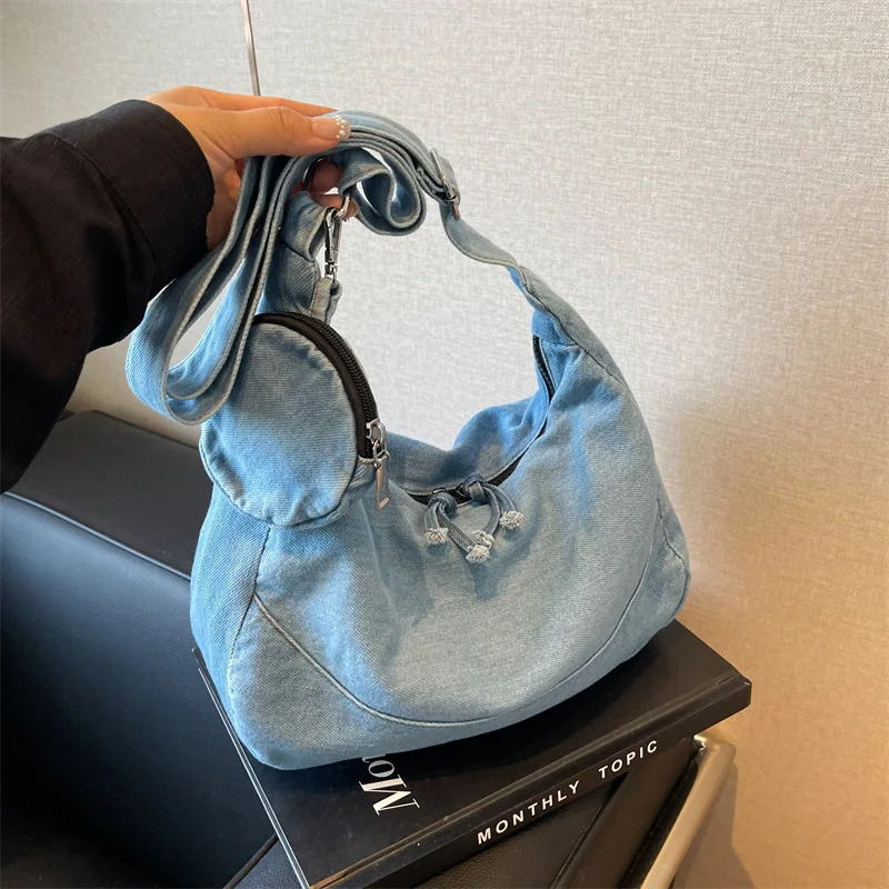 Womens Retro Cowboy Cloth Bag Casual Communicating Shoulder Bag Large Capacity Cross Bag Adjustable Shoulder Strap 250410