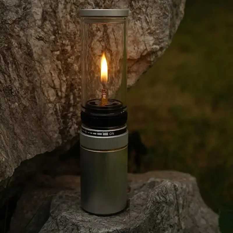 Portable Camping Tent Gas Lamp Outdoor Gas Candlelight Windproof Adjustable Gas Candlelight Lantern for Camping Accessories M251115