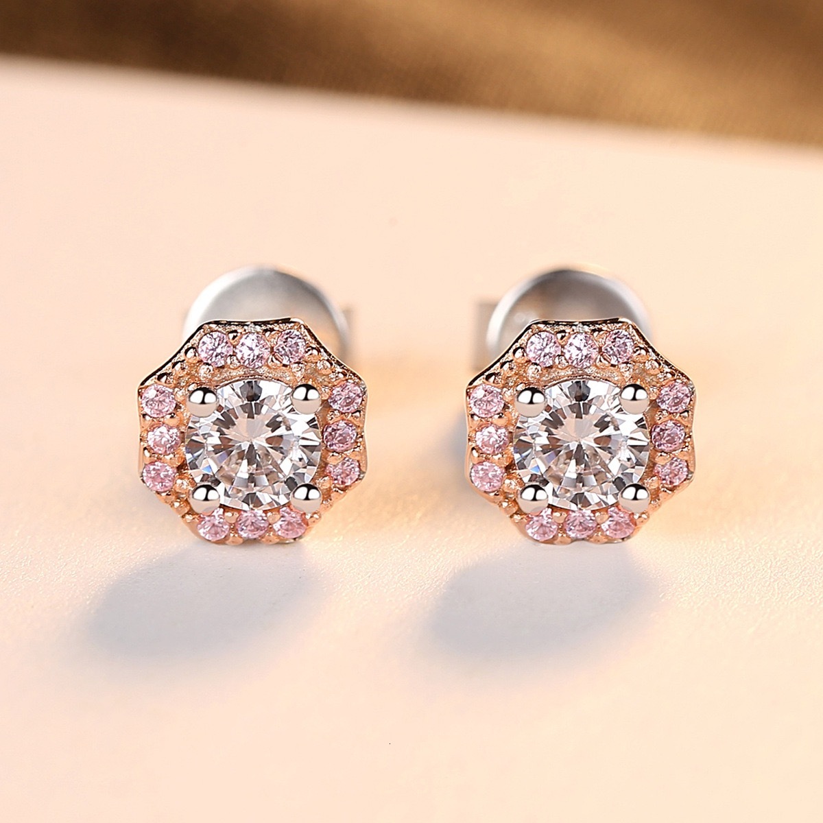 Luxury VVS Moissanite Cluster Stud Earrings Round Baguette Marquise Cut Diamond Design in 925 Silver Rose Gold for Women