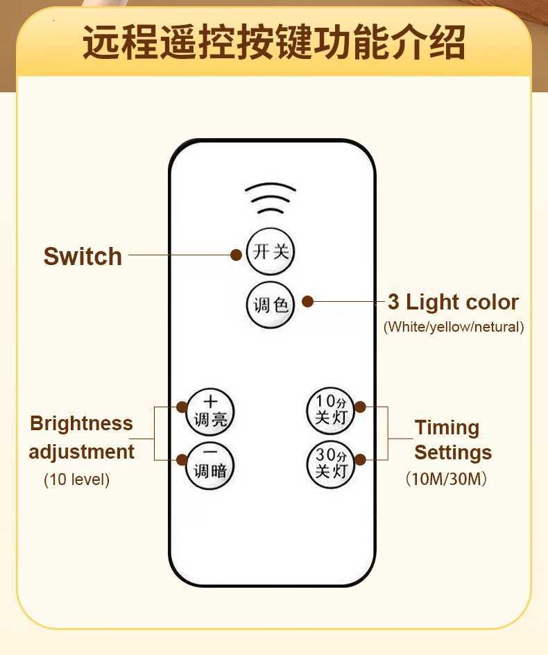 LED Portable Lantern Remote Control Night Light With Hook Camping Lamp Touch Dimmable Bedroom Beside Floodlight Work Lamp M251115
