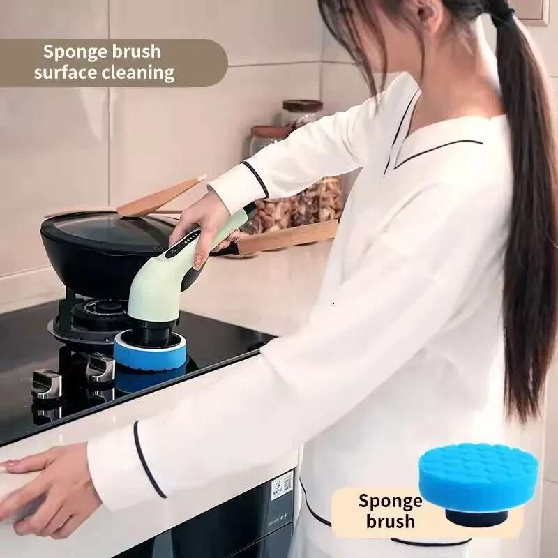 9-In-1 Brush Spin Scrubber Electric Tools Parlour Kitchen Bathroom Cleaning Gadgets