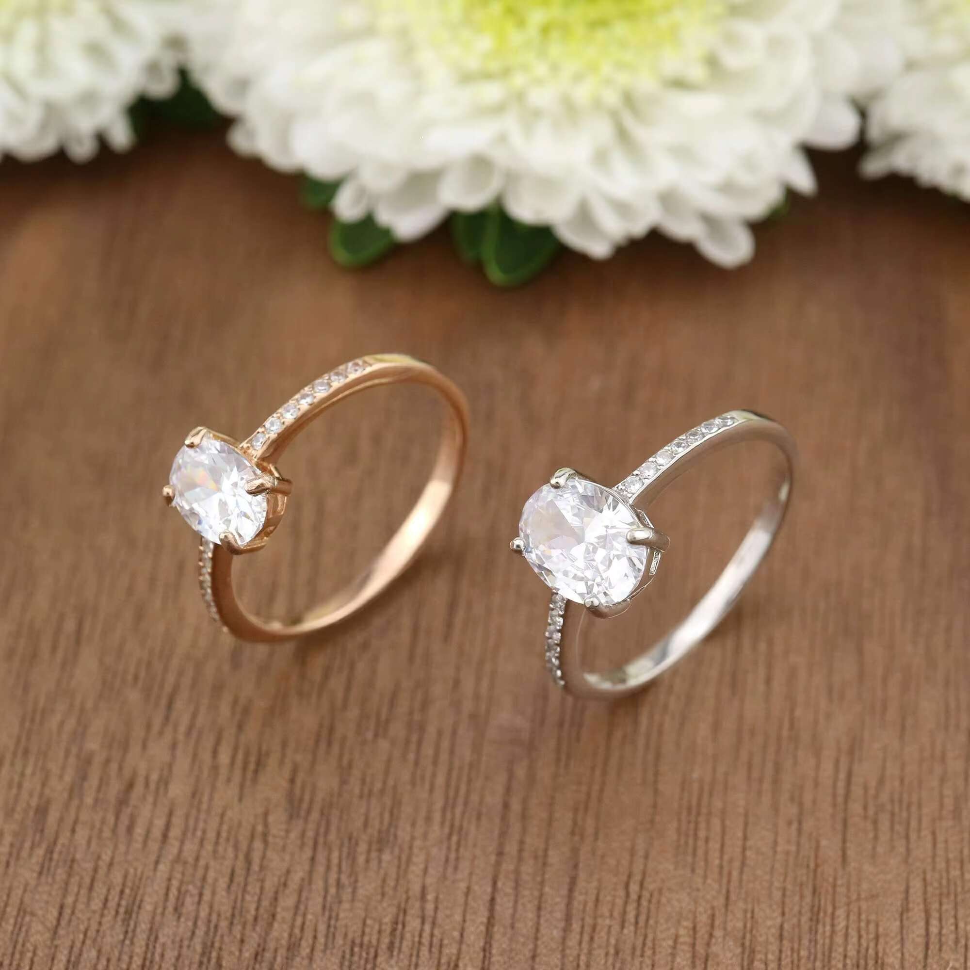 Single Oval Moissnaite Four Claw Pure 14k White Rose Yellow Color Solid Gold Ring 2 Grams Gold Solitaire Ring Price