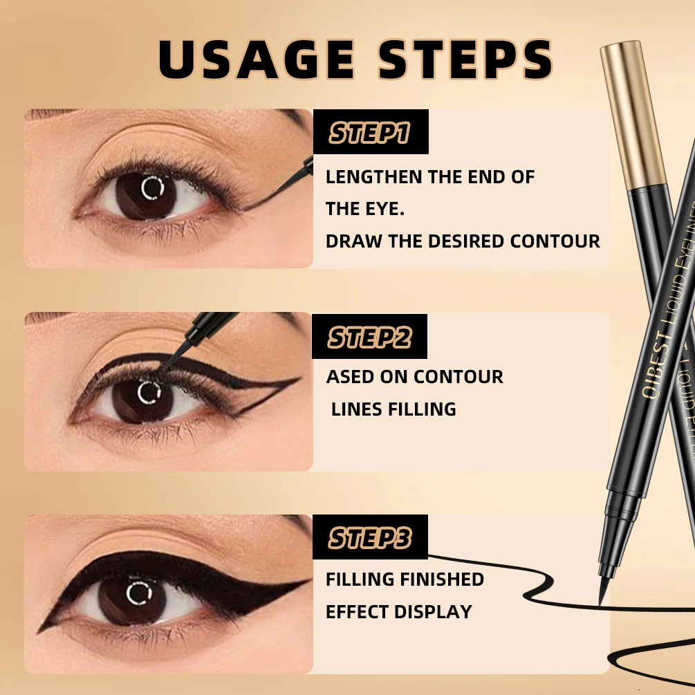 Long Lasting Black Liquid Eyeliner Waterproof Eye Liner Pencil Quick Drying Not Bloom Natural Eyeliner Liquid Pen Cosmetic Tools 250414