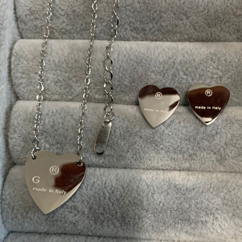 20 Mix Styles Original Designer Necklaces Earrings Gold Plated G Letter Titanium Steel Luxury Necklace Simple Heart Earrings Fashion Sets For Women
