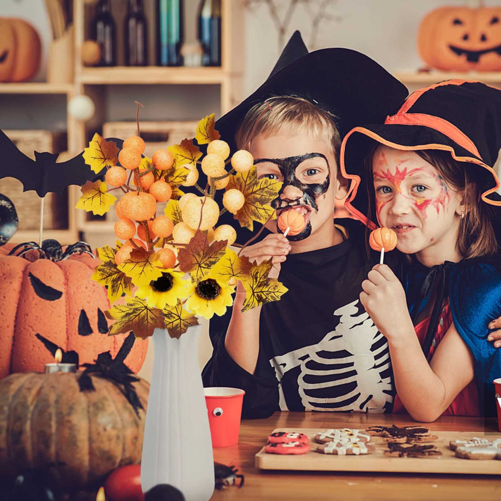 2 Pcs Garlands Fake Maple Leaves Branch Artificial Leaf Stems Fall Maple Leaf Branches Farmhouse for Home Pumpkin DecorationM251115