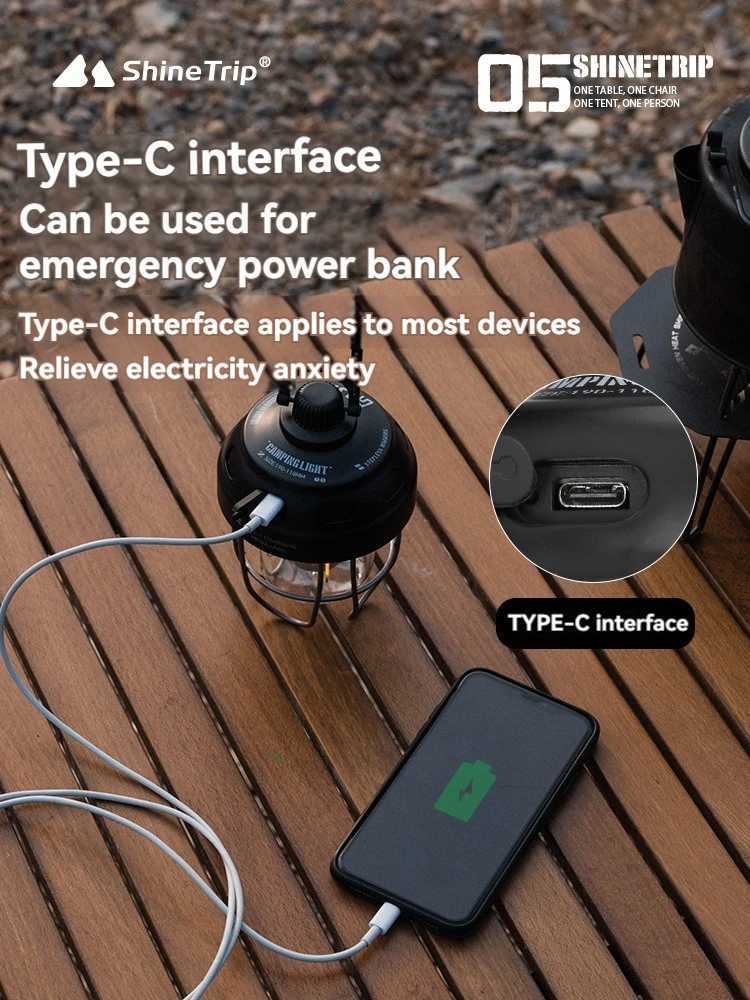 Shine Trip 05 Series Nut Lamp Metal Texture Long Range Rechargeable Camping Atmosphere Tent Light M251115