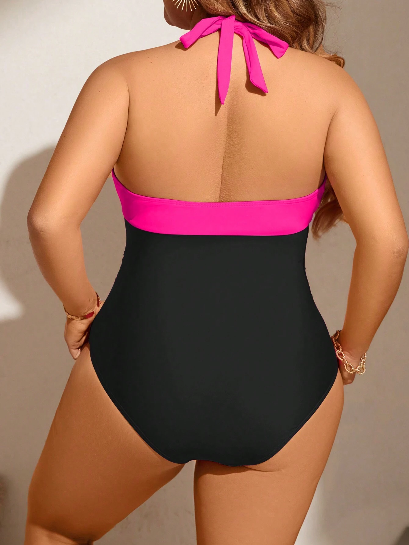 Women's Plus Size Swimsuit Fashionable and sexy One Piece Halter Deep V Neck Bathing Suit Summer Beach Swimwear