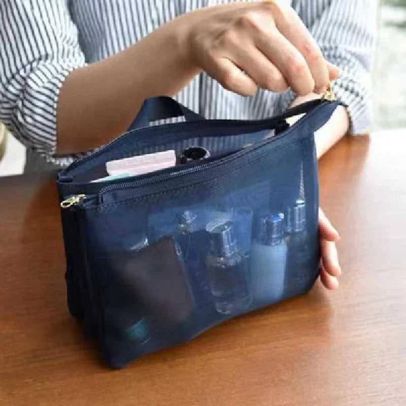 Three layer travel zipper wing storage bag net box cosmetic bag transparent lipstick cosmetic bagXJ250415