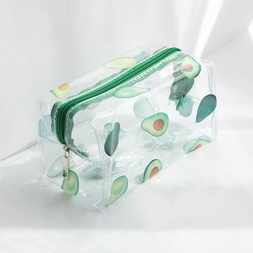 Transparent PVC Cosmetics Organizer Transparent Fruit Avocado Makeup Bag Waterproof Multi functional Womens Pen Storage BoxXJ250415