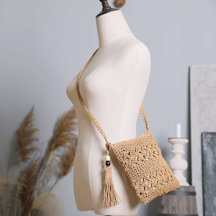 Handmade Beach Bag 2024 New Fashion Women's Single Shoulder Diagonal Straddle Grass Woven Bag Instagram Style Kq2